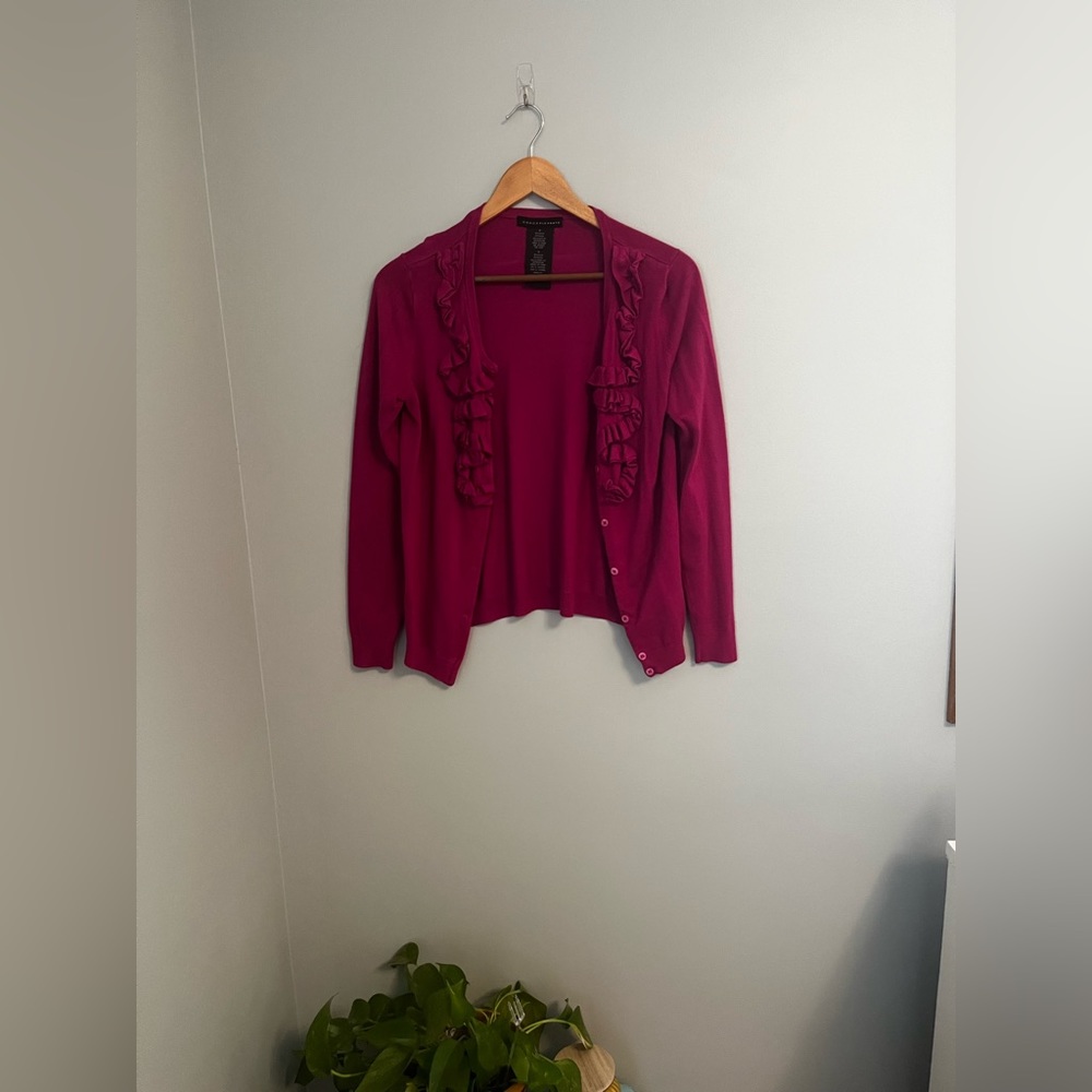 Pink ruffle cardigan